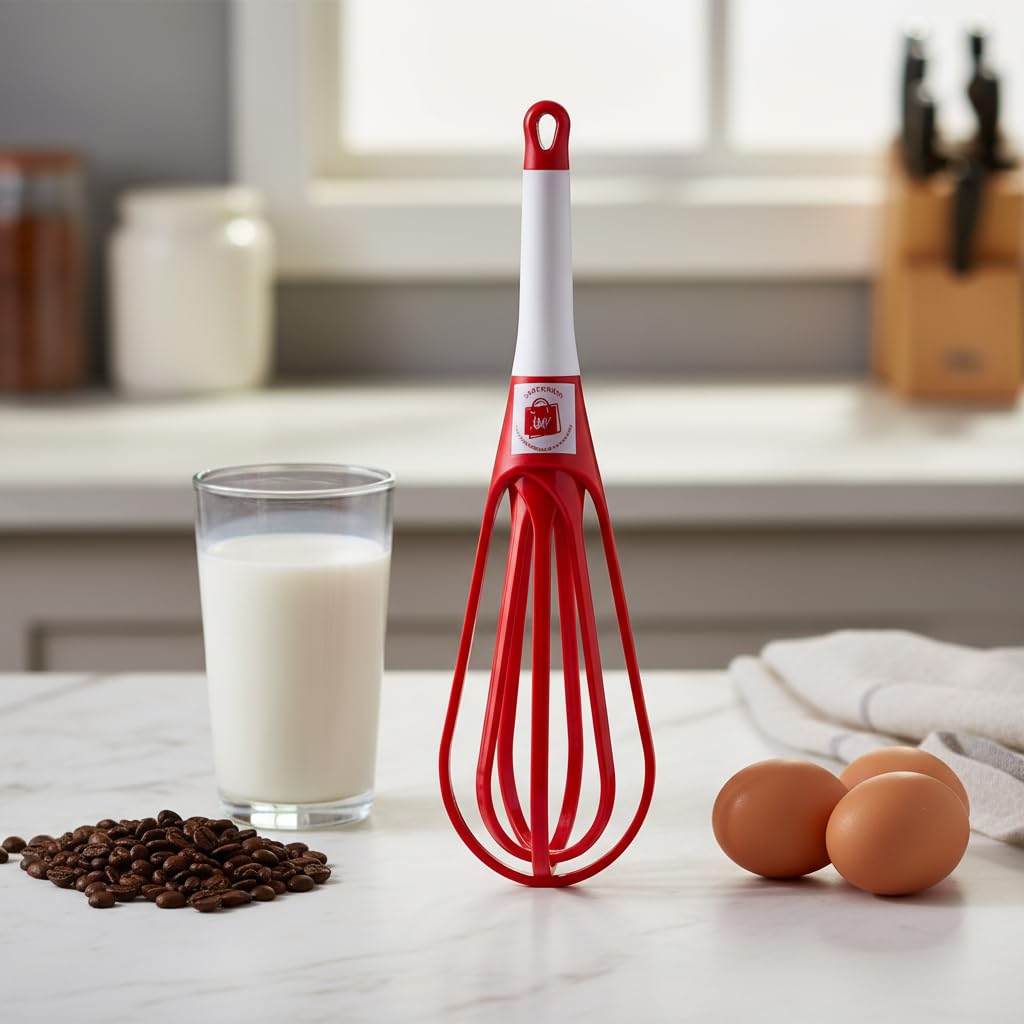 LAZYwindow Manual Hand Blender Mixer, Foldable Plastic Whisker for Coffee, Milk Frother, Egg Beater, Assorted Colors-image-3