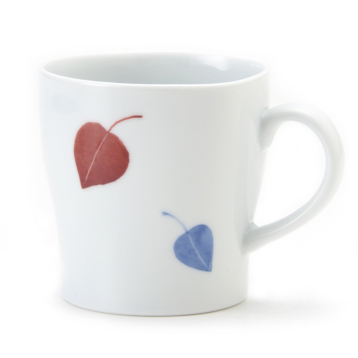 Hasami Ware Porcelain Mug Cup Leaf Pattern Red 14oz Lightweight Japan