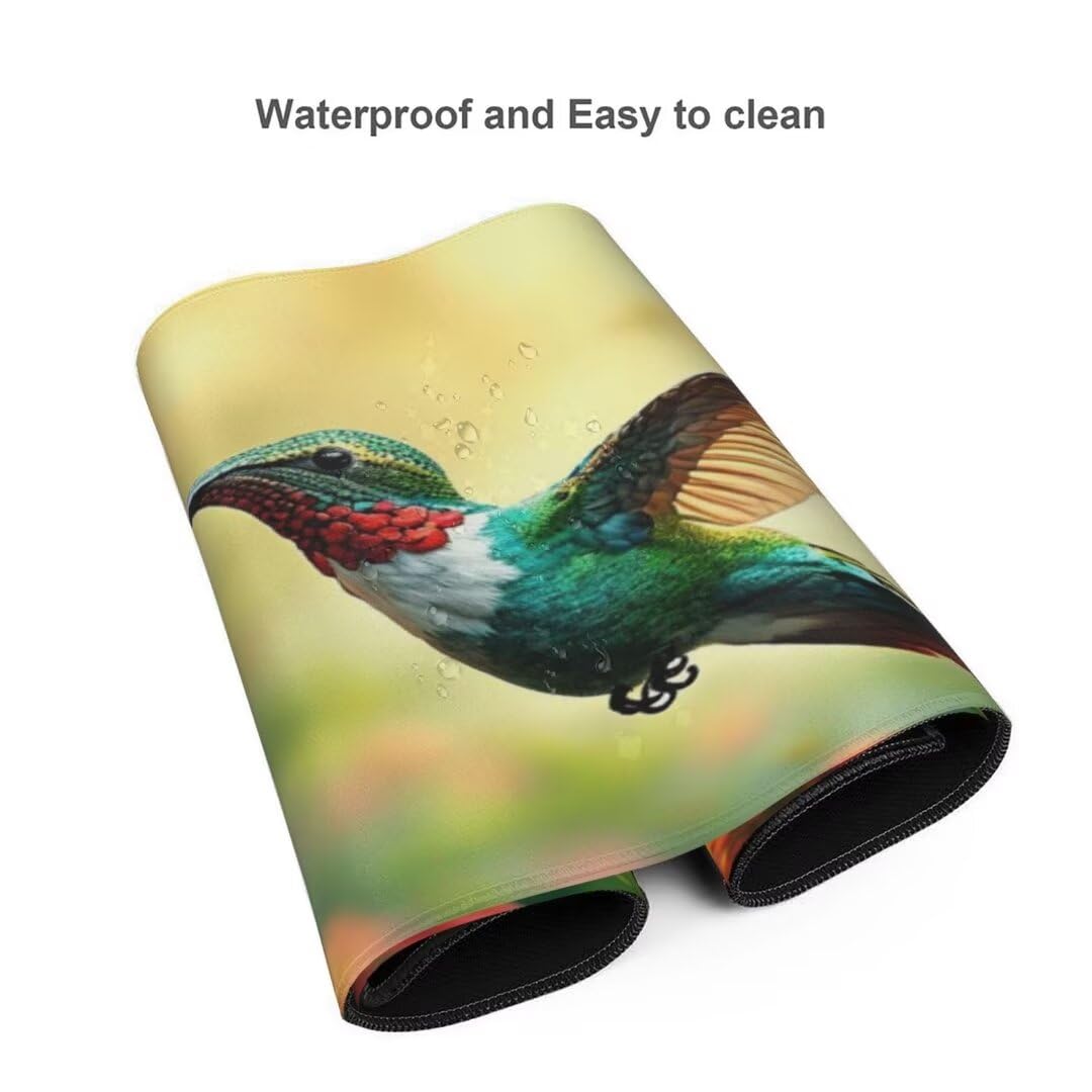 Alfombrilla de ratón 1400x600x3 MM, Alfombrilla Ratón XXL Extendida de Gran Tamaño con Bordes Cosidos, Base de Goma Antideslizante Almohadilla para Teclado, Flores de pájaro S-10049