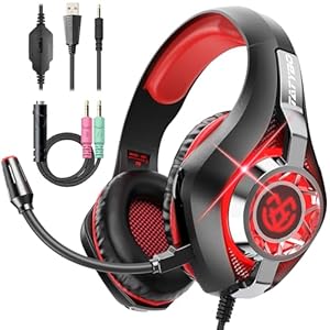 Tatybo Cascos Gaming, Auriculares Gaming Con Graves Envolventes 3d, Micrófono Reducción De Ruido Y Almohadillas De Proteína, Para Ps4 Ps5 Xbox Pc Laptop