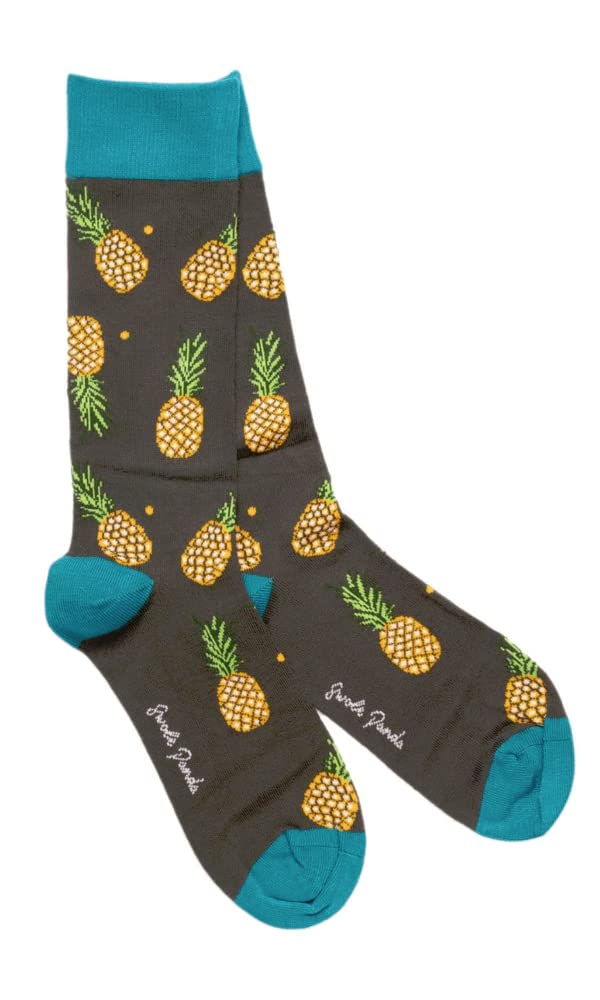 Swole Panda Bamboo Socks UK 4-7 - Green Pineapples Womens Socks