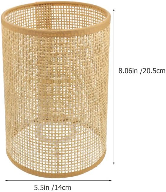 ABOOFAN 2Pack Rattan Woven Lampshade 8.07x5.51in Boho Rustic Ceiling Light Cover for Bedroom Floor Pendant Lamp Replacement Natural Basket Shade Set