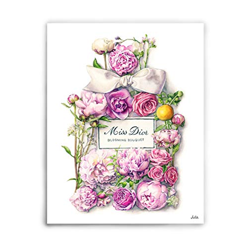 Perfume Art Print Perfume Artwork For Wall Flower Perfume Wall Decor Fashion Perfume Painting of watercolor painting-Matte Paper Print & Stretched Canvas Print