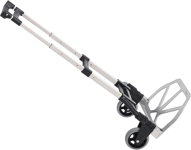 HOMCOM pliage de camion à main et dolly avec 2 Roues pour le déménagement, chariot à bagages lourd, boîte en aluminium 3 Poignée télescopique réglable de niveau pour 154lbs Capacité de charge