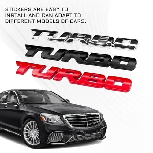 Image of Msyuusr 2PCS Turbo Car Emblem, Premium Metal Turbo Badge, 3D Turbo Metal Fender Logo Badge Sticker, Car Accessories Car Emblem Decal for All Cars, Truck, SUV（Black）