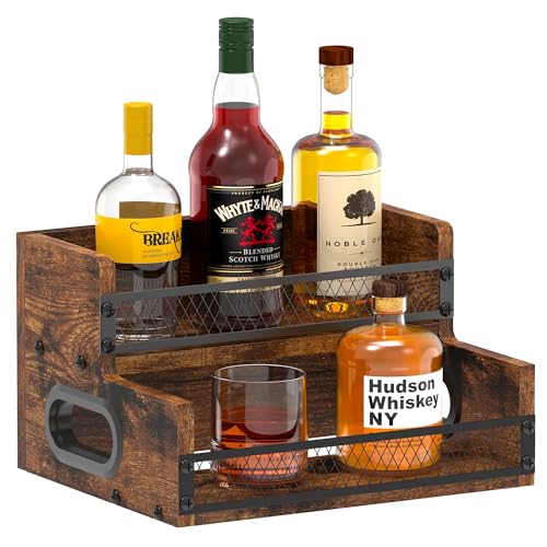 Alyoen Étagère de présentation pour Bouteilles de Liqueur, sirop de café, 2 Niveaux, Mini...