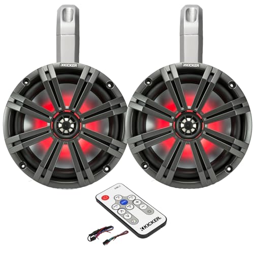 Image of KICKER Marine 8 inch LED Tower System (White) Includes 41KMLC Remote
