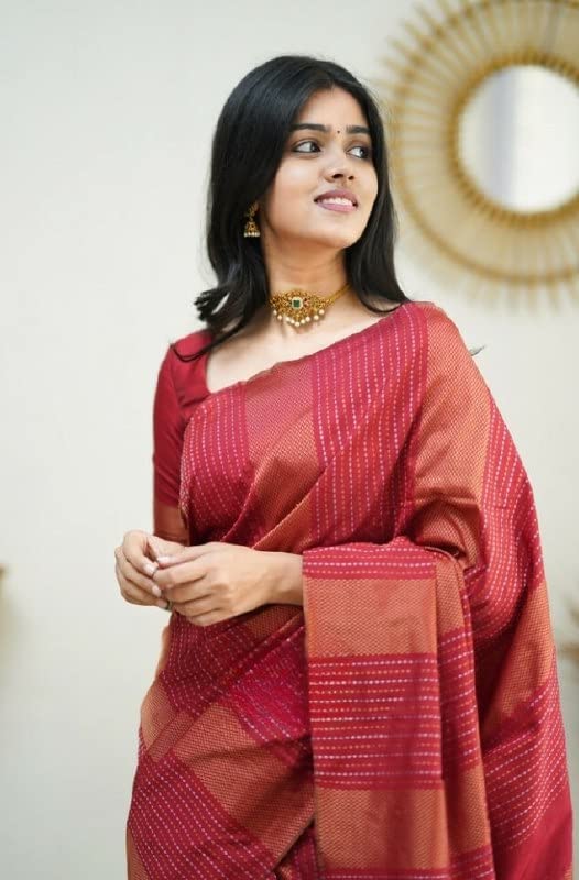 Image of Flosive Women's Kanjivaram Pure Zari Woven Soft Silk Saree With Blouse Piece (Mix Color)