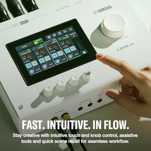 Image of Yamaha URX44 6-In / 4-Out Dual USB-C Audio Interface With Touchscreen, Includes Cubase Al, WaveLab Cast, Basic FX Suite, and Steinberg Plus Software Bundle, White URX44 W | 32-Bit /192khz, 4 Mic Pres with Plus 48V, 4.3in Touch LCD, Dual USB-C, Includes Cubase AI and Wavelab Cast