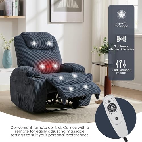 Sillón reclinable diseño neutro color azul miniatura 5
