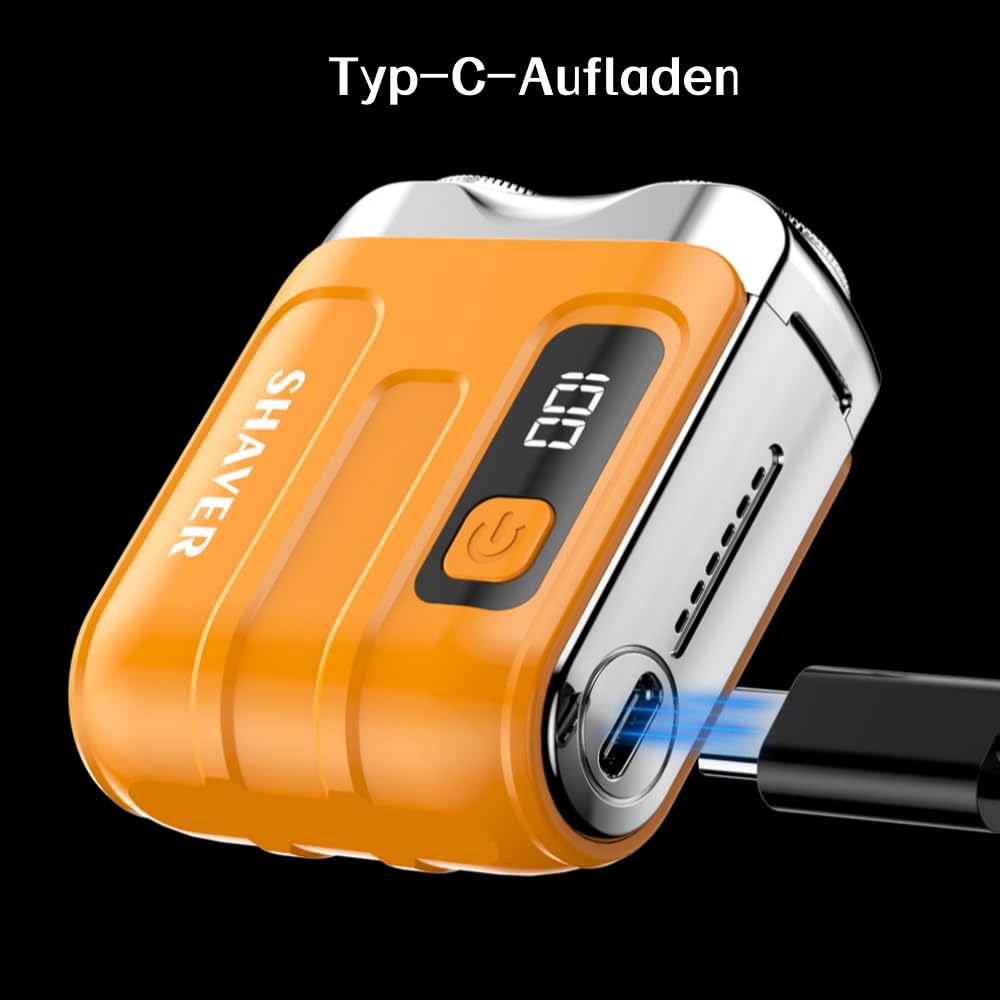 SmoothTrim – Der Rasierer des Jahres 2025 Tragbarer Mini Rotary Dual Ring Elektrischer Herren Rasierer, Dualkopf, Kabellos, USB Wiederaufladbar für Zuhause, Auto & Reisen