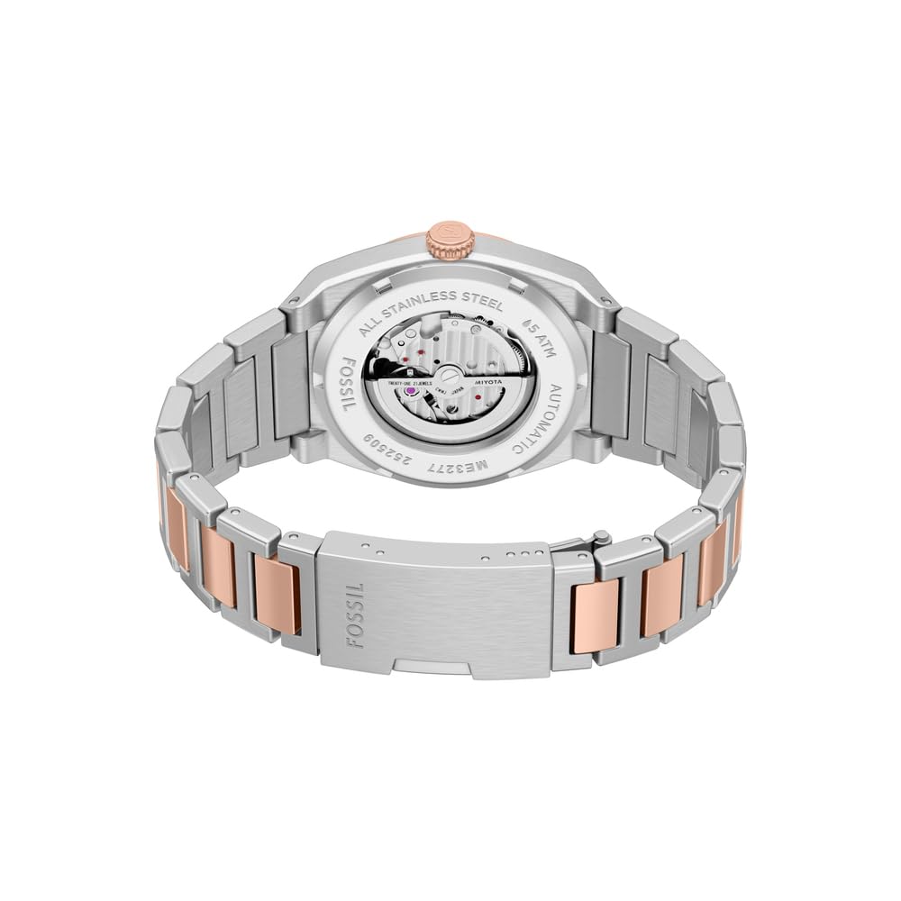 Fossil Everett Watch for Men, Automatic Three Hand Movement with Stainless Steel or Leather Strap