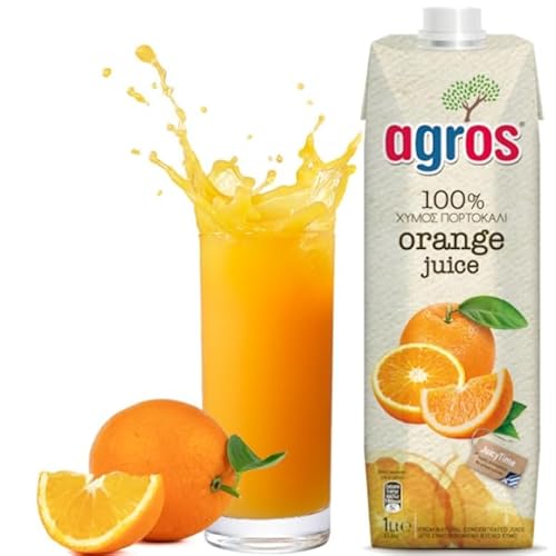 オレンジジュース 果汁100% 無添加 agros ギリシャ産 紙パック 業務用 まとめ買い 濃縮還元 1000ミリリットル (3本)