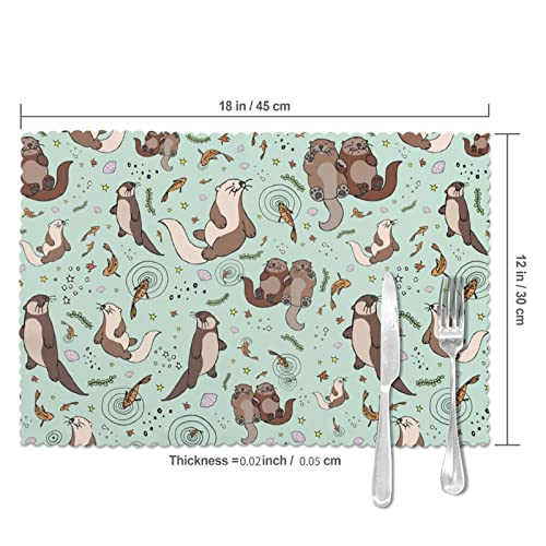 Otters Printed Placemats 6-Piece Set Of Insulated Non-Slip Table Mats Washable For Kitchen Table Decoration (12 X 18 Inches) #TOP4