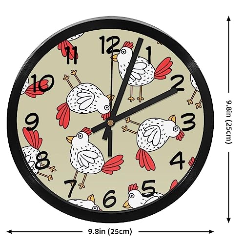 Horloge murale silencieuse à quartz avec grand cadran rond illustré - 5