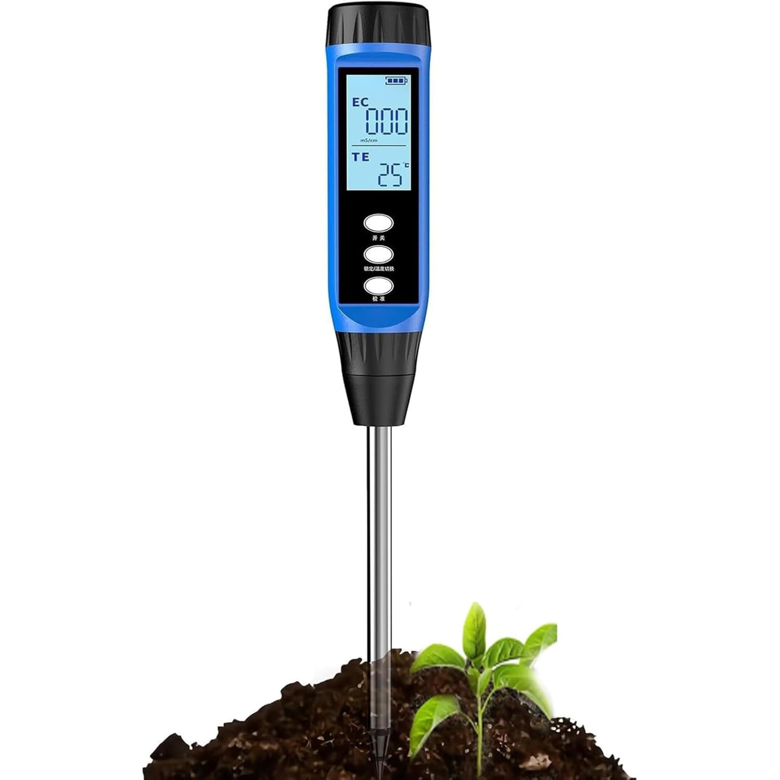 Analizzatore del terreno ad alta precisione, con compensazione automatica della temperatura, intervallo di misura: EC: 0,00-10,00 ms/cm, spegnimento automatico dopo 5 minuti, utilizzato per terreno