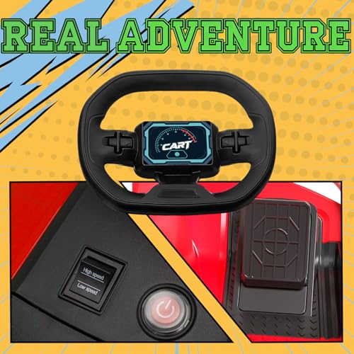KerryYoo K71 24V7AH Electric Drift Kart for Kids Ages 6-12, 300W Brushless Motor Go Kart with 12 MPH Max Speed, High/Low Speed Modes, 360° Drift Ride On Crazy Kart, 130 lbs Capacity - Red — view 5