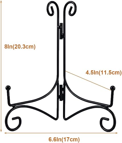 Miniatura 10 de Soporte para platos, soporte de placa de 10 pulgadas para exhibición, caballete de hierro negro de mesa para fotos, marco de fotos, obras de arte,