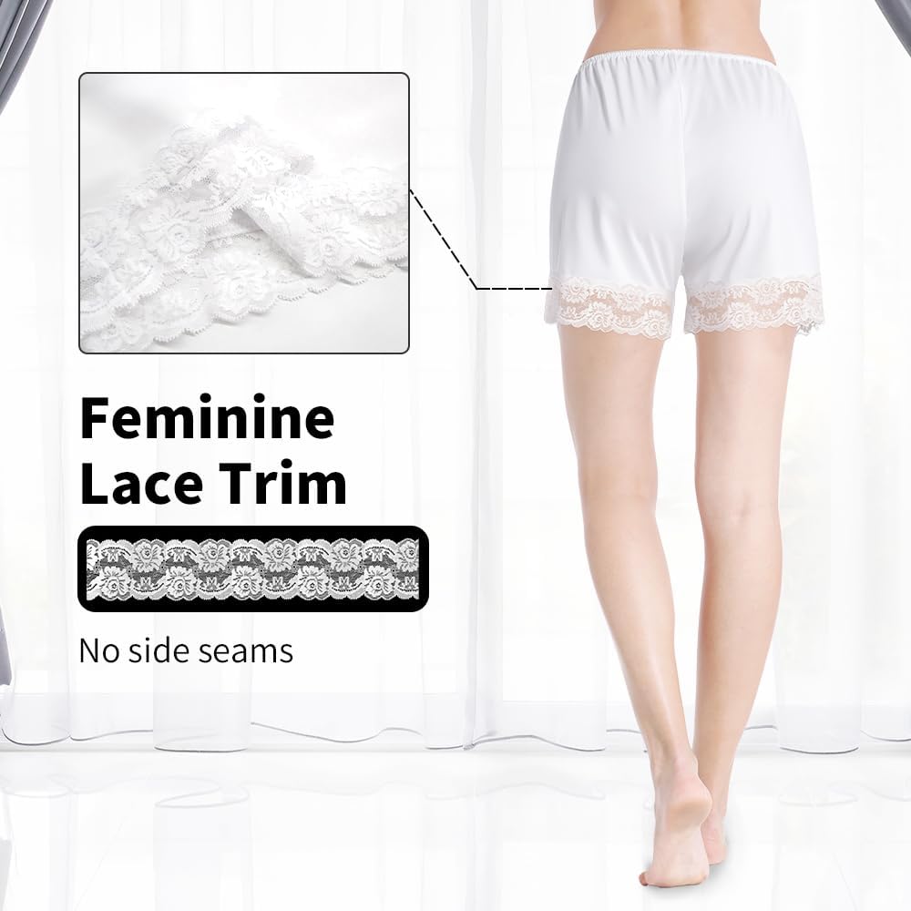 MANCYFIT Pettipants for Women Half Slip Culotte Shorts Split Skirt Lace Snip 4” Inseam - Image 3