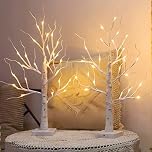 2 Pack 2FT Lighted Birch Tree with 24 LEDs, Warm White Tabletop Christmas Light for Indoor Decorations, Bedroom, Home, Wedding, Holiday and Thanksgiving Gifts