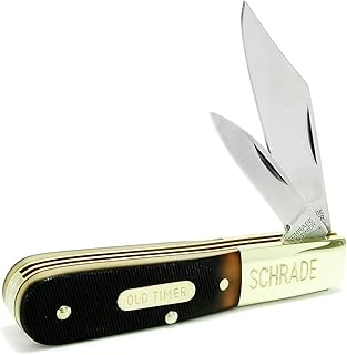 Old Timer 280OT Barlow 5.7in S.S. Traditional Folding Knife with 2.3in Clip Point Blade and Sawcut Handle for Outdoor, Hunting, Camping and EDC,High Carbon Stainless steel