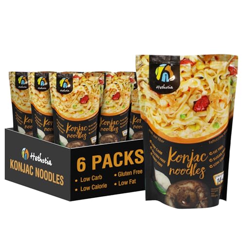 Hethstia Konjac Shirataki Fettuccine, Oat Fiber Pasta Alternative, 6 Pack