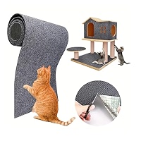 Self-Adhesive Cat Scratching Mat - 118x15.8 Inch Trimmable Felt Carpet, Protects Furniture & Walls, DIY Size For Cat Trees, Floors & More (Gray)