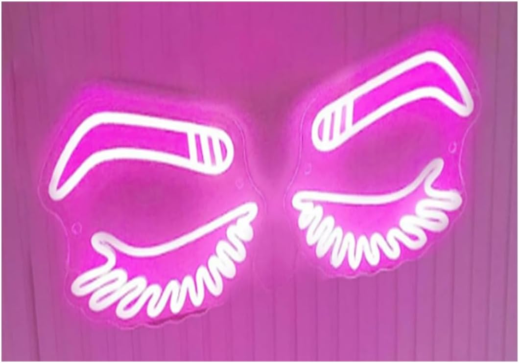 Eyebrow Eyelashes led Neon Sign - Beauty Salon Sign，Custom Business Neon Sign, brows and lashes wall decor, Girl Aesthetic Wall Decor LED Sign Light for Bedroom Studio Shops Office