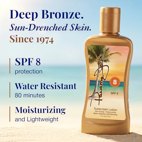 Image of Panama Jack Sunscreen Tanning Lotion - SPF 8, PABA, Paraben, Gluten & Cruelty Free, Antioxidant Moisturizing Formula, 6 FL OZ (Pack of 12)