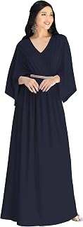 Womens 2025 Long Elegant V-Neck Batwing Sleeve Cocktail Kaftan Maxi Dress