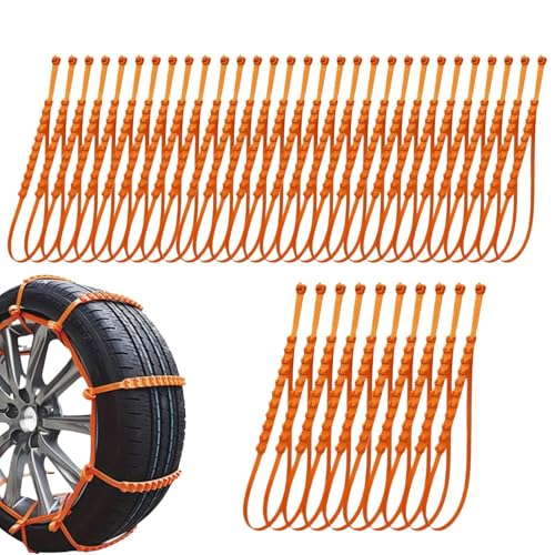 shjxi 40 cadenas de seguridad antideslizantes para ruedas, cable de tracción invernal, para conducción invernal, para vehículos, camiones y vehículos todoterreno