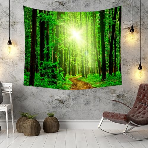 Tapiz de pared decorativo de sol y bosque para dormitorio infantil de 150x150 3