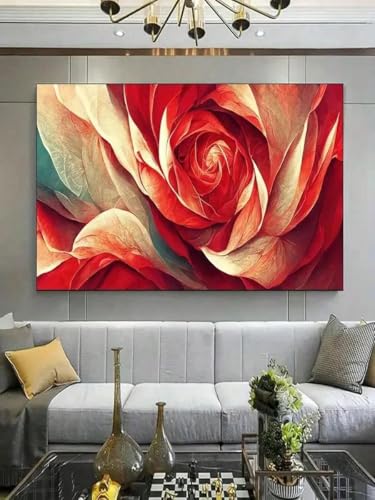 Impression sur toile feuillage rouge fond sombre 80x110cm avec cadre intérieur