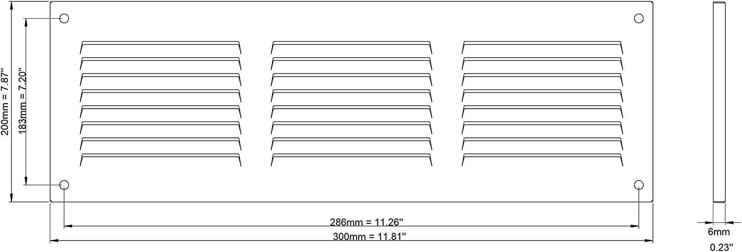 H&C VENT Galvanized Steel 300 x 200 mm Ventilation Grille │ Metal Vent Cover Insect Protection │ Extractor Air Vents Covers Inside Outside │ Duct Pipe Grilles for External Internal Wall Door Window - Image 3