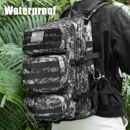 Image of Military Tactical Backpack 25L Day Backpack for Men Molle Army 3 Days Assault Pack Bug Out Bag Water Resistant and Heavy Duty Hiking Treeking Rucksack - Black Digital Camo