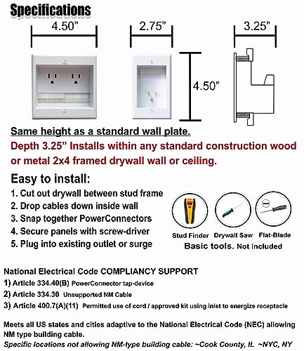 Powerbridge Two-Ck Dual Outlet Recessed In-Wall Cable Management System With Powerconnect For Wall-Mounted Flat Screen Led, Lcd, And Plasma Tv’s #TOP3