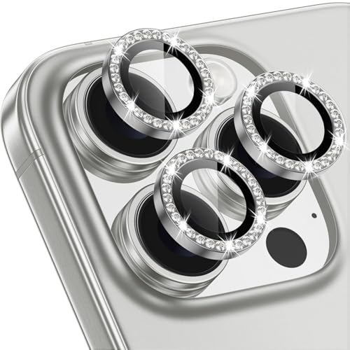 Image of CLITZ for iPhone 17 Pro /17 Pro Max Camera Lens Protector Bling, Individual Diamond Metal Ring with 9H Hardness, Scratch-Proof Camera Screen Protector Case Friendly (Titanium Grey Diamond)