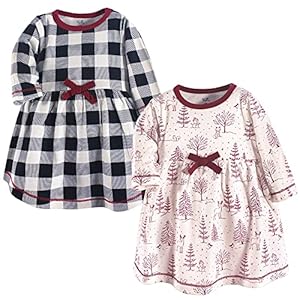 Touched by Nature Girls’ One Size Organic Cotton Short Long-Sleeve Dresses