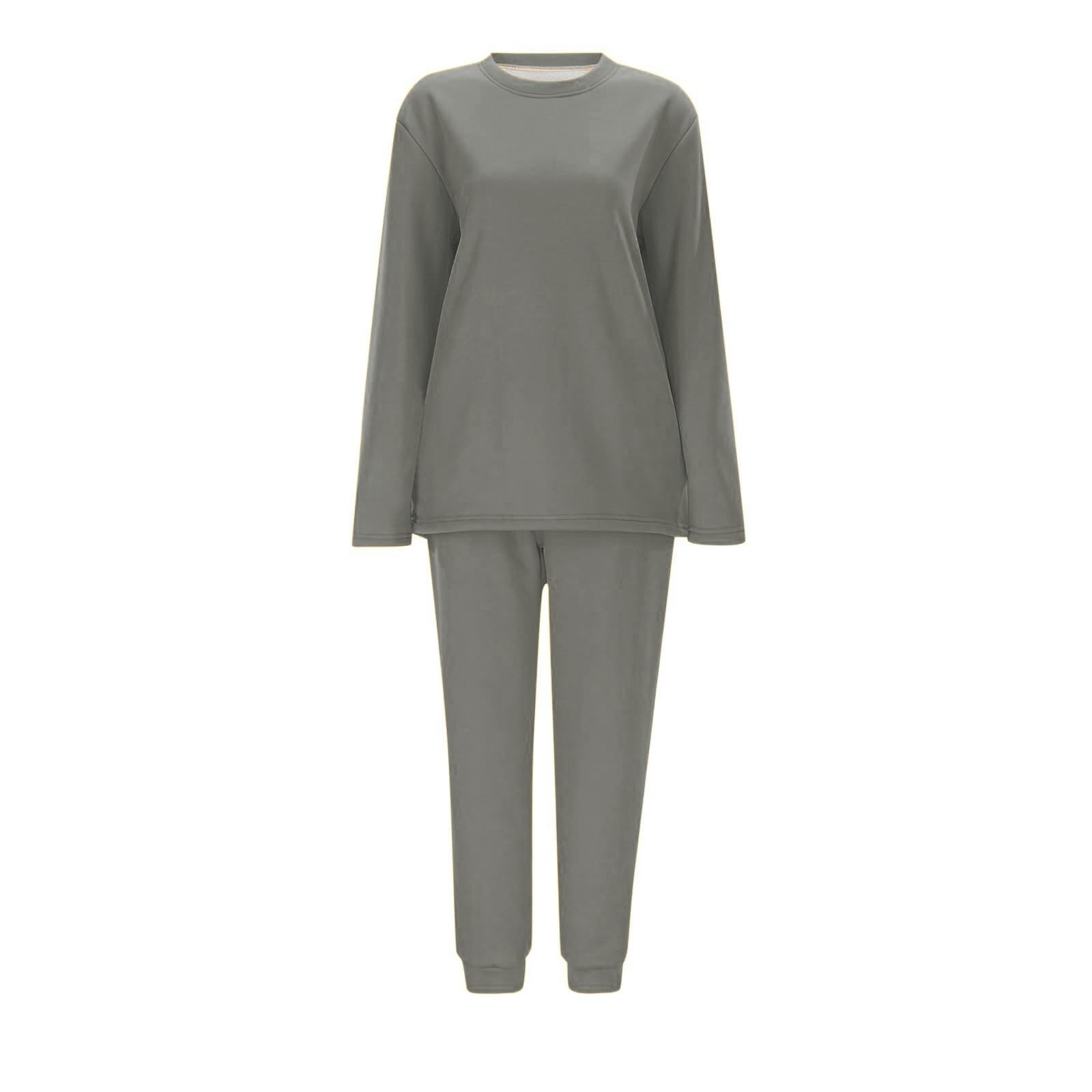 Conjunto de Pijama de Sudadera y Pantalones con Forro para Mujer para Calidez Invernal con Traje de Felpa Tops cómodos y Holgados Ropa de Estar por casa cálida de Invierno para Mujer