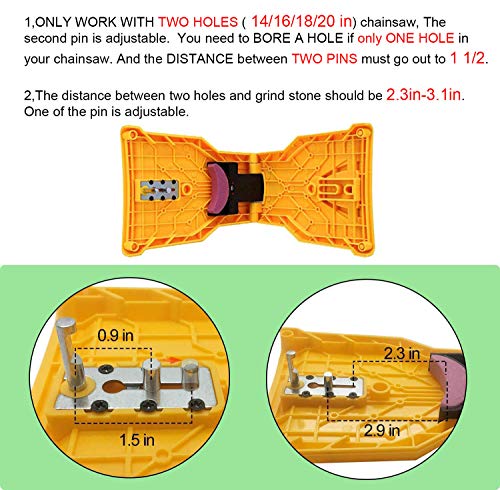 K KERNOWO Chainsaw Sharpener, Two Holes Chainsaw Teeth Sharpener Fast Sharping Stone Grinder Tools Chain Saw Blade Sharpener Compatible with 14/16/18/20 Inch