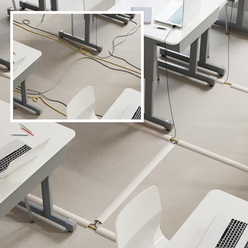 Image of D-Line 6ft Floor Cord Cover, Cable Protector, Hide Extension Cords, Protect Cords, Prevent Cable Trips, Heavy Duty Cord Hider - Cable Cavity = 0.63 inch (W) x 0.31 inch (H) - Beige