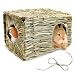 Tfwadmx Rabbit Grass House - Natural Hand Woven Seagrass Play Hay Bed, Hideaway Hut Toy for Bunny Hamster Guinea Pig Chinchilla Ferret