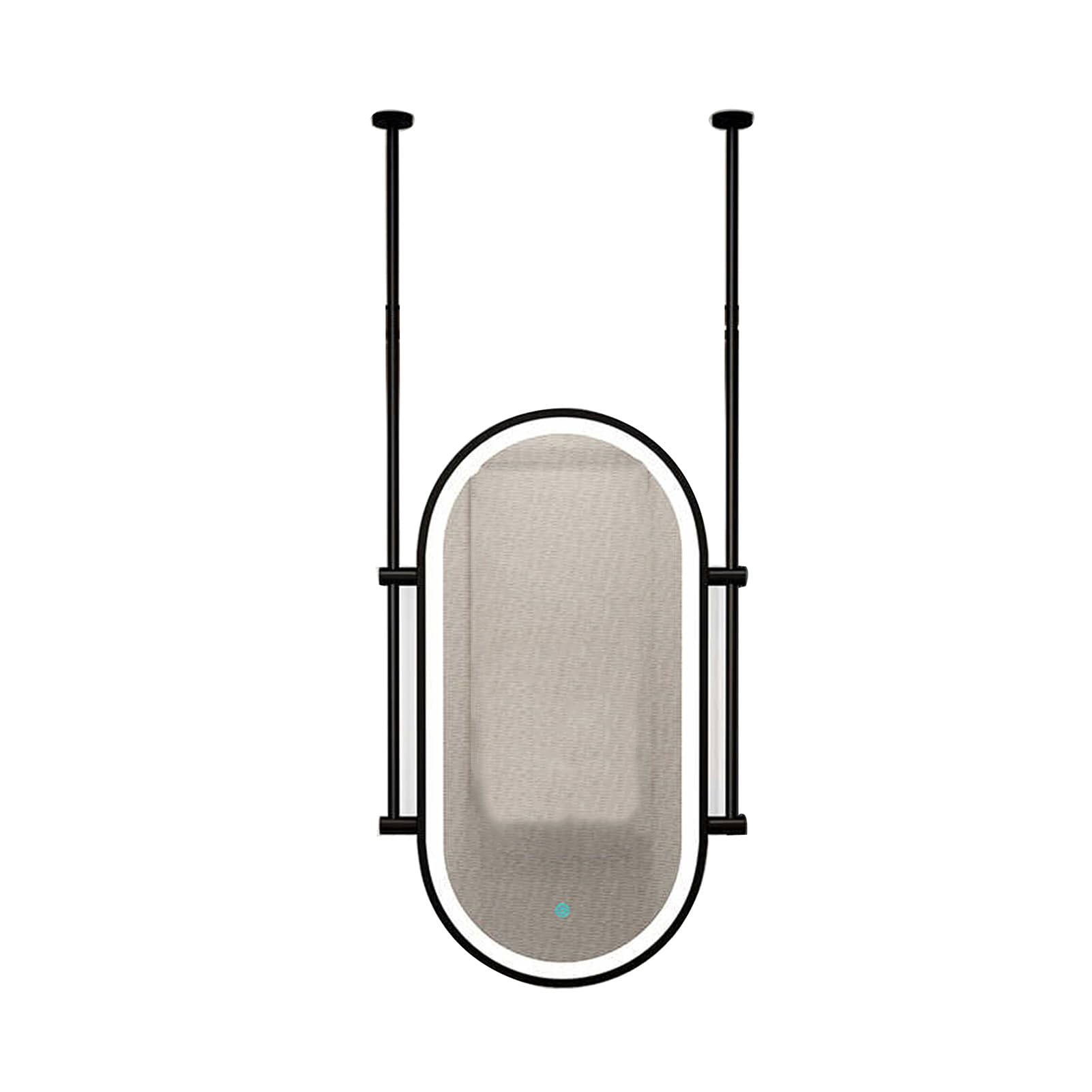 MESOVFCA Wall Mounted Oval Mirror with LED Light 3 Colors Adjustable Wall Dressing for Entryway Cloakroom and Home(Black,50x100cm)