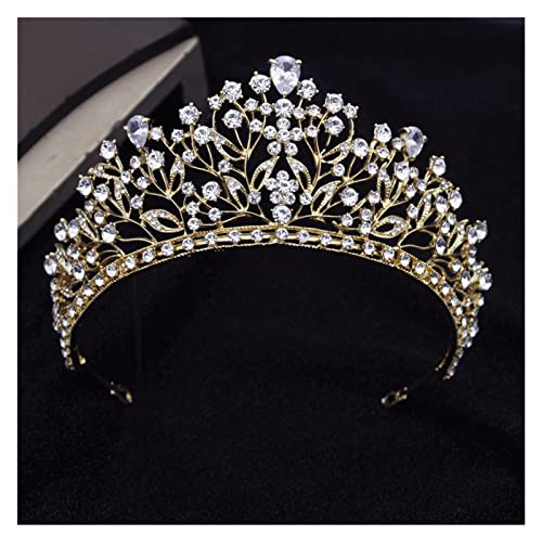 Tiara de cruz con circonitas para niña y novia dorada