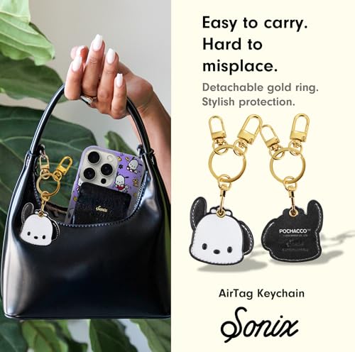 Image of Sonix x Sanrio Character Keychain Case Compatible with Apple AirTag | Protective AirTag Cover Keychain | Pochacco