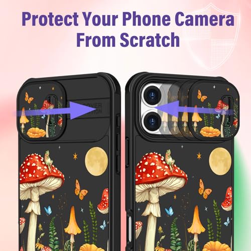 Image of Funermei for iPhone 17 Case - Women Girls Cute Phone Cover Pretty Girly Aesthetic Black Butterfly Unique Design with Slide Camera Cover and Dual Protection Funda for iPhone 17 Case