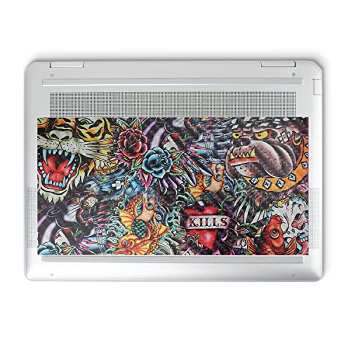 Image of MightySkins Carbon Fiber Skin Compatible with HP Spectre x360 14 inch (2022) Full Wrap Kit - Old School Tattoo | Protective, Durable Textured Carbon Fiber Finish | Easy to Apply | Made in The USA
