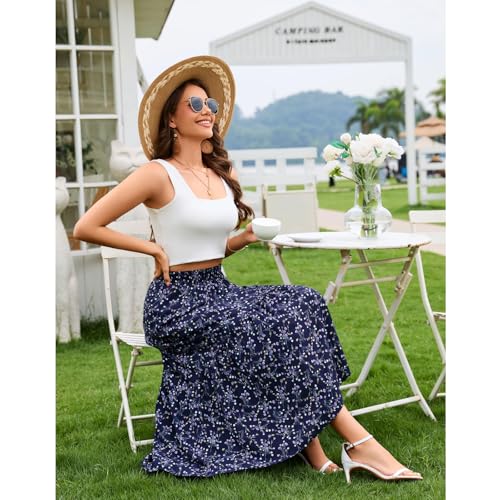 Maxi Skirts for Women with Pockets Long Midi Length Casual Skirt for Holiday