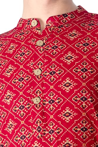 Chandrakala Slim Fit Printed Short Kurta for Men Cotton long roll-up sleeves Straight Tunic (MK115-P)4