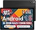 MUISOO Tablet, 10,4 Zoll Android 14 Tablet, 20 GB RAM 128 GB ROM 1 TB TF-Karte erweiterbar Octa-Core, Widevine L1, 1280 * 800 HD Touchscreen, Face ID, Bluetooth 5.3, WiFi 6, Schnellladung (Schwarz)